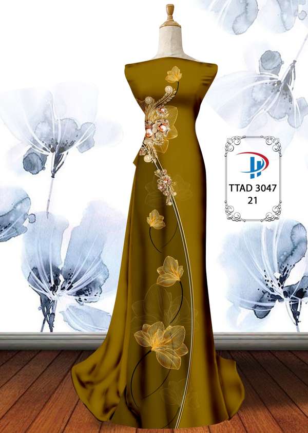 Vải Áo Dài Hoa In 3D AD TTAD3047 61